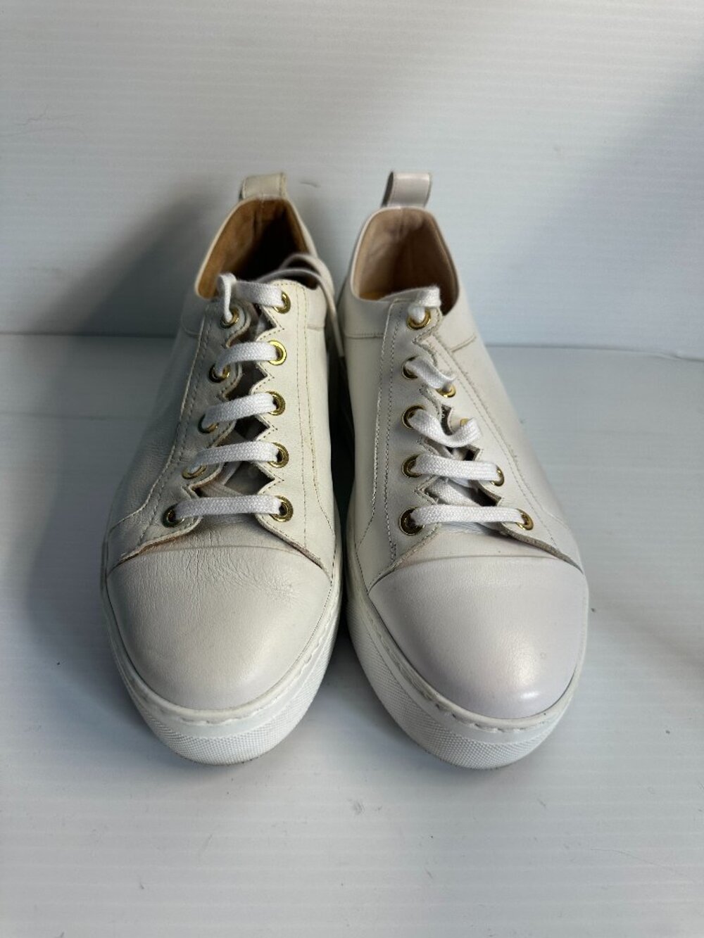 White Leather Platform Sneakers